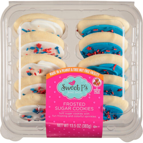 Sweet P's Bake Shop Patriotic White/Blue Frosted Sugar Cookies 13.5 oz