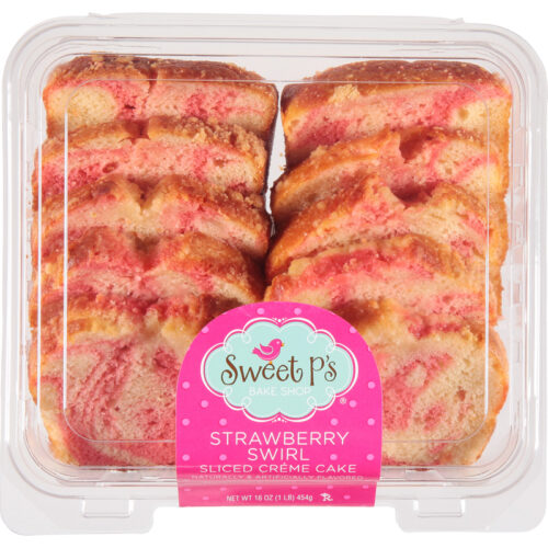 Sweet P's Bake Shop Sliced Strawberry Swirl Creme Cake 16 oz