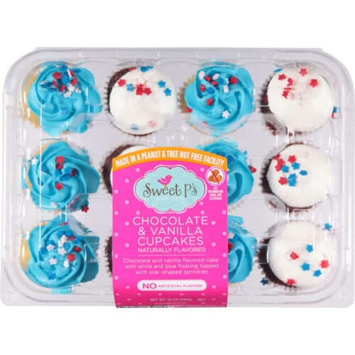 Sweet P's Chocolate & Vanilla Cupcakes Patriotic Theme 10 oz